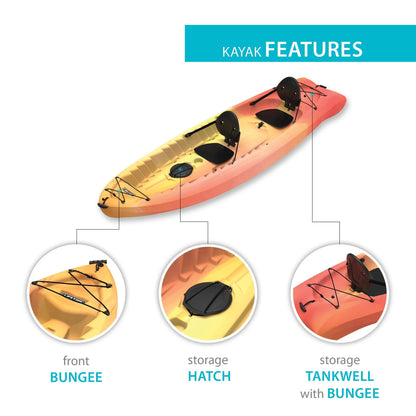 Lifetime Envoy 10.5 Ft. Sit-on-Top Tandem Kayak, Sunset Fusion (91260)