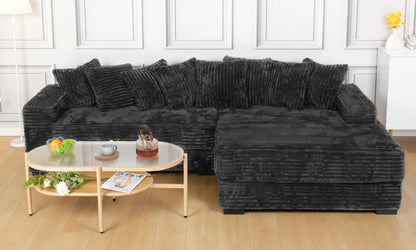Advwin 110" Oversized L Shaped Sofa with Chaise, Comfy Plush 2-Piece L-Shaped Sectional Couches with 8 Pillows, Soft Fluffy Upholstered Sofa Bed for Living Room Apartment Bedroom, Light Gray