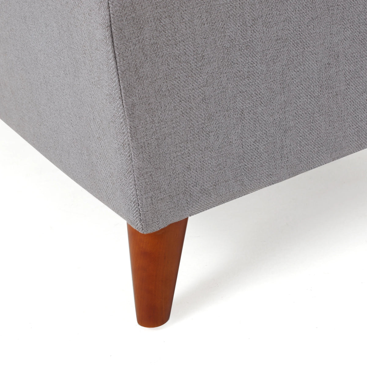 GDF Studio Valeno Mid Century Modern Fabric Tufted Storage Ottoman Bench, Light Gray and Light Brown