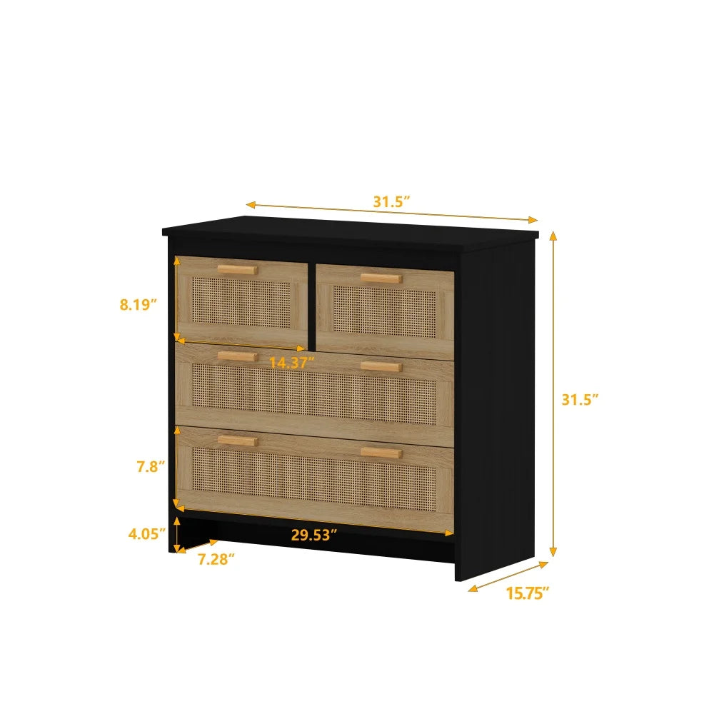 Tcbosik 4-Drawers Dresser, 31.5" Storage Chest of Drawers for Bedroom, Easy to Assemble, Natural