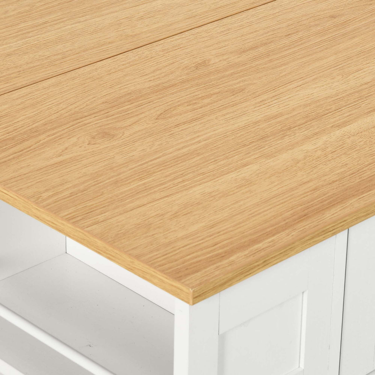 Uforic Kitchen Island Table with Seating & Drop Leaf, Kitchen Island with Storage & Wheels, Off-White