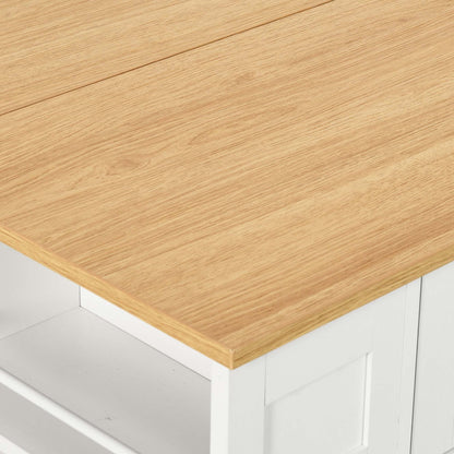Uforic Kitchen Island Table with Seating & Drop Leaf, Kitchen Island with Storage & Wheels, Off-White