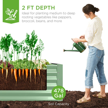 Best Choice Products 8x4x2ft Outdoor Metal Raised Garden Bed, Planter Box for Vegetables, Flowers, Herbs - Gray