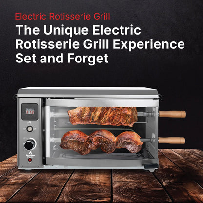 Brazilian Flame 2-Skewer Brazilian Rotisserie Electric Grill in Red