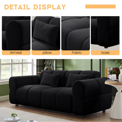 FREEHOMAE 80" Oversized Boucle Sofa Couch,Modern Loveseat,Deep Seat Love Seat,Mid Century Modern Sofa,Cloud Couch for Living Room,Apartment,Office,and Lounge,Black