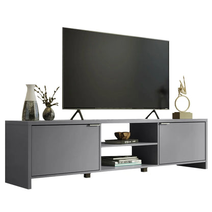 Madesa TV Stand Large Media Console with Cable Management for 65, 75 Inch Media Storage Gaming Living Room Entertainment Center Modern Wooden Television Cabinet - Black