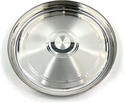 999 Pure Silver Hallmarked Light Weight Indian Dinner Thali - Style#03 Plate Diameter & Weight: 11.0 Inch Thali
