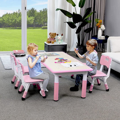 Arlopu Toddler Table and Chair Set Height Adjustable, Kids Activity Table for Reading, Drawing, Eating, Studying, Max 220lbs