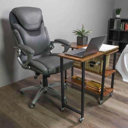 7Penn Side Couch Table Tray with Wheels - Rotating Sofa Side Table Swivel Desk