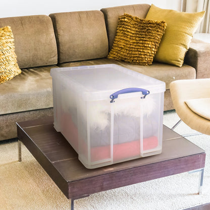 Really Useful Box 84L Storage Bin w/Snap Lid & Clip Lock Handle, 2 Pack,