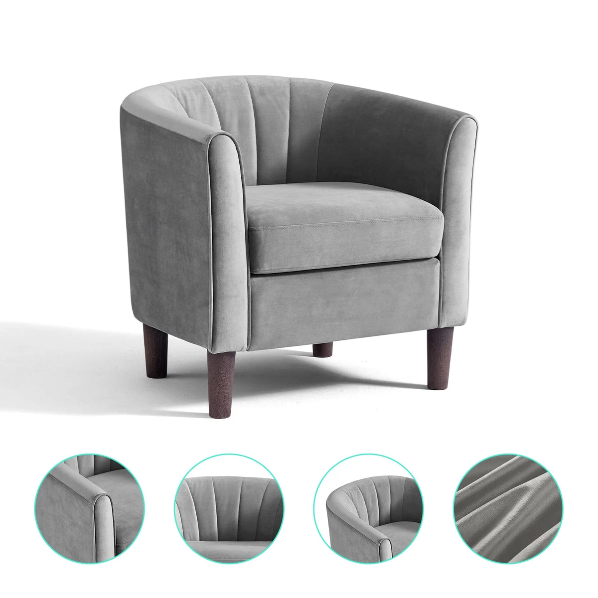 LINSY HOME Chenille Accent Chair with Ottoman for Living Room, Dark Gray