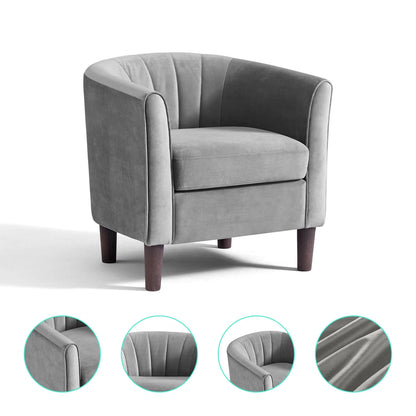 LINSY HOME Accent Chair Set of 2, Velvet Accent Chair with Ottoman for Living Room, Blue