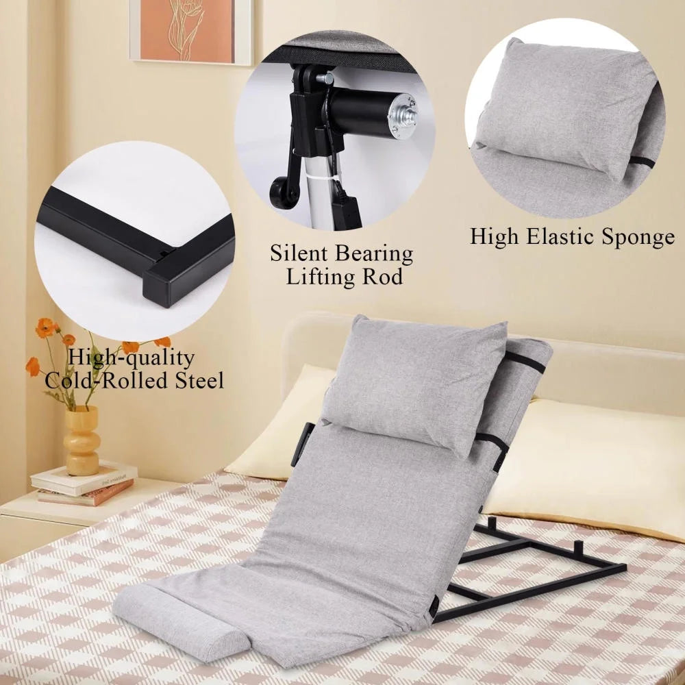 Adjustable Power Lifting Bed Backrest for Elderly Patient Injured, Sit-up Back Rest Chair for Neck Lumbar Back Support, Electric Lifting Backrest for Bed (Gray)
