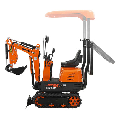 Mini Excavator with canopy, Claw, Grading Bucket & Rake, 306cc EPA compliant engine, suitable for construction work, farm&landscaping, utility installations