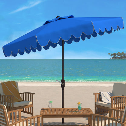 Safavieh Venice 9' Market Crank Tilt Patio Umbrella, Navy/White