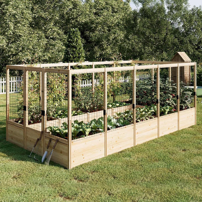 Jocisland Wooden Raised Garden Bed for Outdoor, Deep Large Planter Box with Netting for Gardening, Vegetables, Herbs��8��9��6 ft��