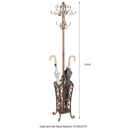 Kensington Coat and Hat Rack Stand Antique Gold Antique Gold