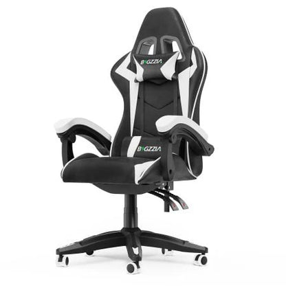 Bigzzia Gaming Chair Office Chair, Ergonomic Game Chair with Headrest & Lumbar Pillow, Black