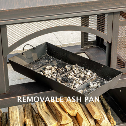 MistMo Outdoor Wood Burning Fire Pit, Garden Fireplace for Bonfire