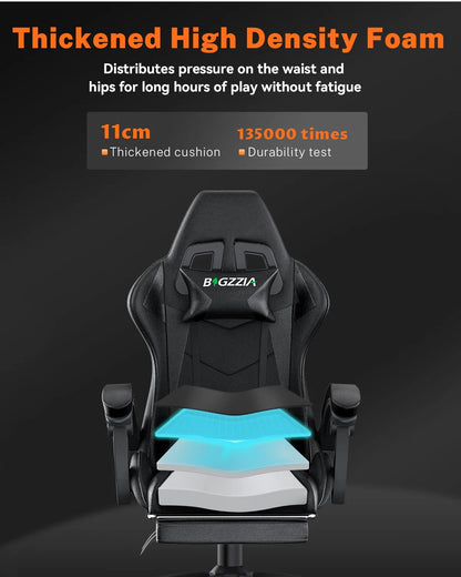 Bigzzia Gaming Chair with Footrest, Gaming Chair for Adult with Headrest and Lumbar Support,Red