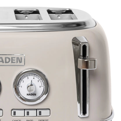 HADEN Dorset Stainless Steel 4-Slice Toaster with Browning Control, Cancel, Reheat and Defrost Settings