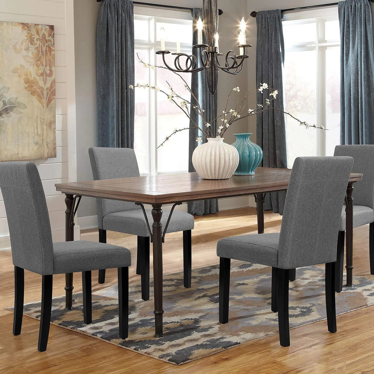 Lacoo Dining Chairs Modern Upholstered Set of 4 Fabric Dining Chairs with Wood Legs, Gray