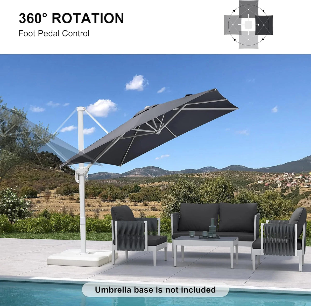 PURPLE LEAF 9 �� 11.5 FT Patio Umbrella White Cantilever Offset Umbrella Rectangle Outdoor Umbrella with 360�� Rotation for Garden Deck Pool, Beige