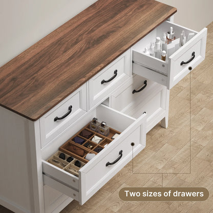 Lofka 47.2" Dresser for Bedroom with 6 Double Drawers, Farmhouse Wood Storage Cabinet with Smooth Metal Handle