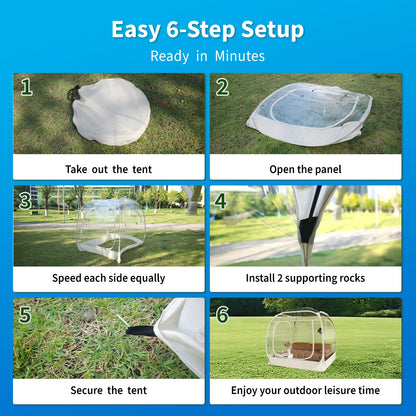 TABU Pop Up Bubble Tent, Sports Tent for 6-7 People, Portable Weatherproof Clear Tent, 10 x 10 ft