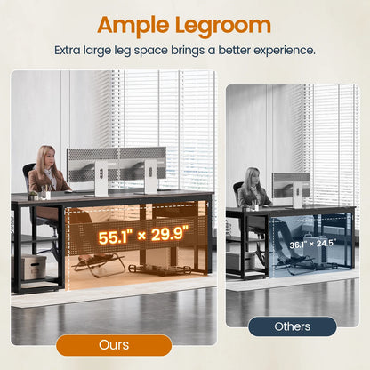 71" Executive Desk with Power Outlets, Modern L Shaped Office Desk with File Drawers and Pegboard, Large Computer Desk, Rustic Brown