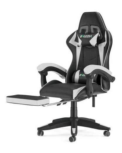 Bigzzia Gaming Chair Office Chair, Ergonomic Game Chair with Headrest & Lumbar Pillow, Black
