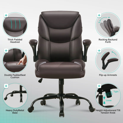 JONPONY Big and Tall Office Chair Wide Seat Ergonomic Computer Desk Chair High Back Executive Leather Chair Adjustable Task Chair Lumbar Back Support 8 Hours Heavy Duty Design,Black
