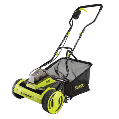 Sun Joe 24V Cordless 15-inch Push Reel Lawn Mower, 4-Position, 4.0-Ah Battery & Charger