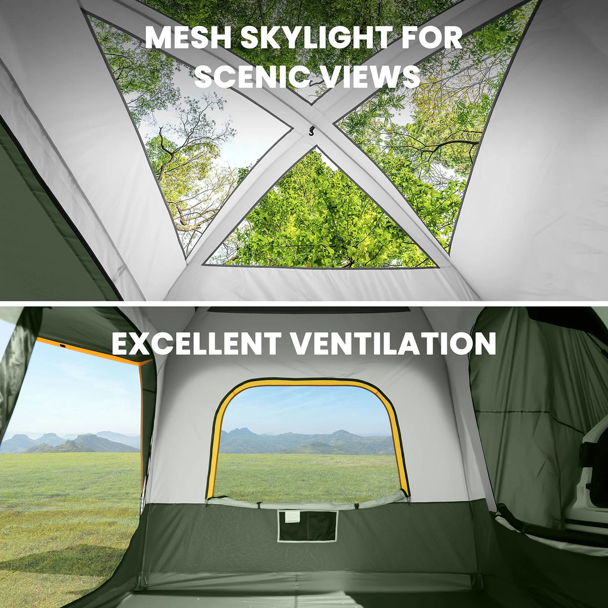 MOPHOTO SUV Tents for Camping 4 People, PU 3000mm Waterproof SUV Tent Attachment Tailgate Tent for Car Jeep Van, Spacious Space 8.2'L x 8.2'W x 7.2'H with 2 Awnings & Double Door