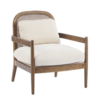 Christopher Knight Home [Set of 2] Mid-Century Modern Accent Chairs with Light Brown Solid Wood Frame, Rattan Backrest with Cushion �C Comfortable Armchairs Light Brown
