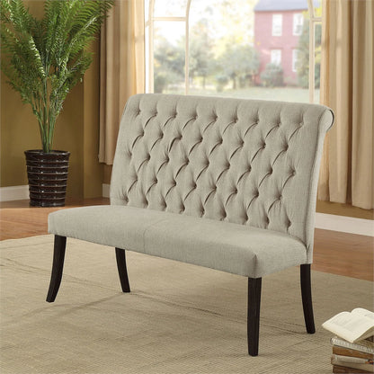 Furniture of America Landon Transitional Fabric Tufted Loveseat Bench in Gray
