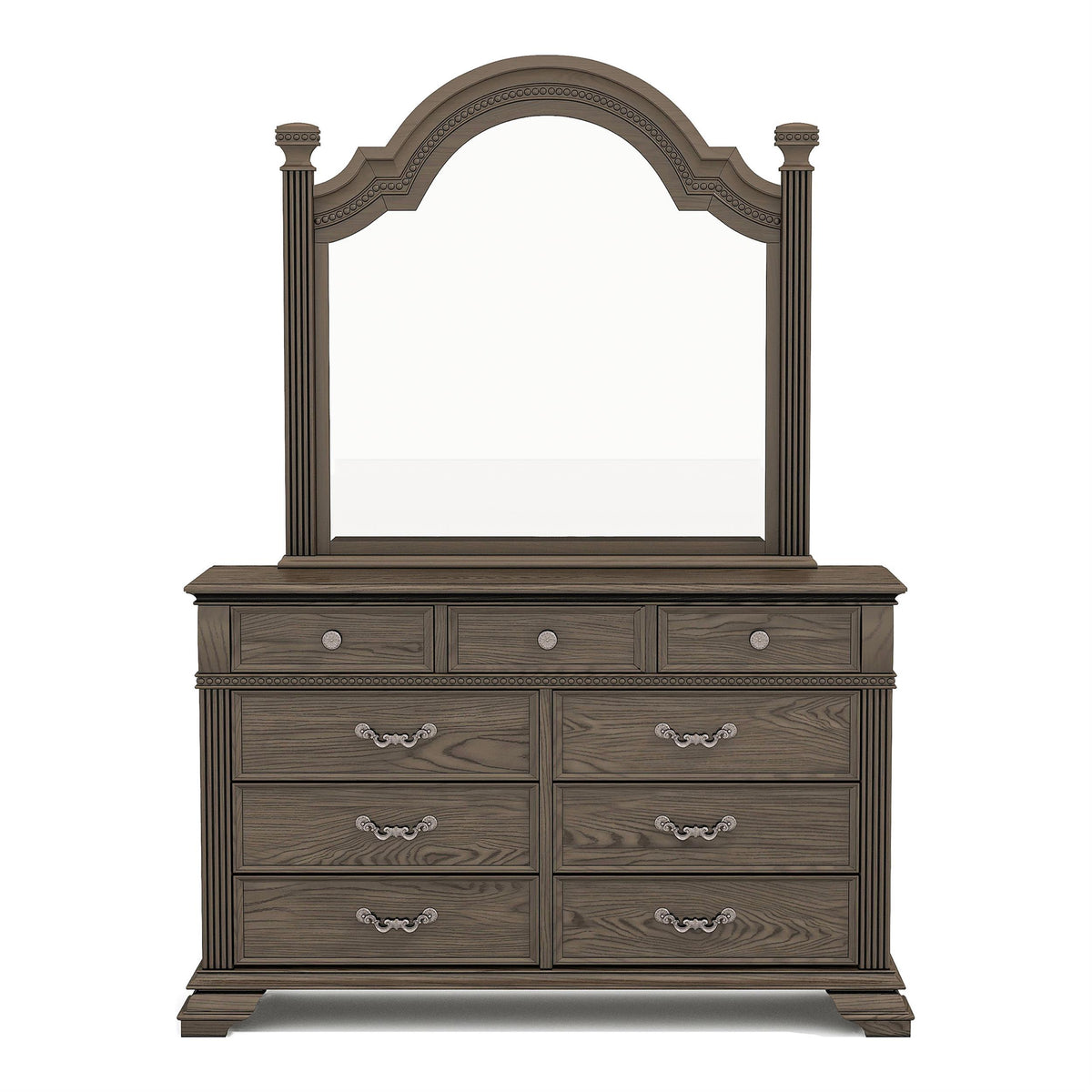FOA Charo 6pc Gray Wood Bedroom Set-King Nightstands??����?��?