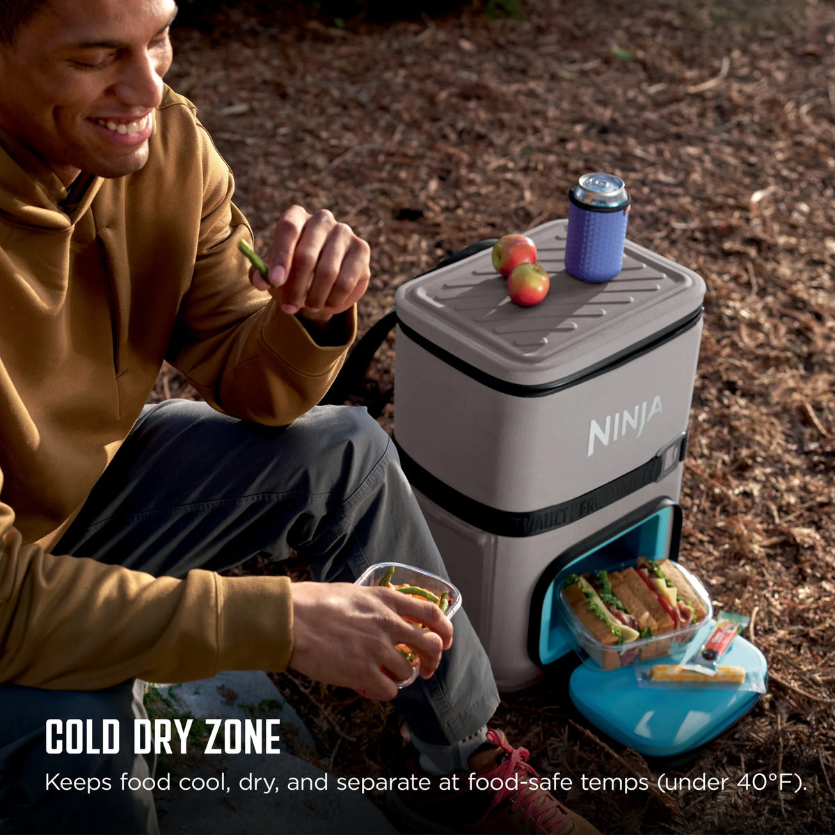 Ninja Outdoor FrostVault Go 24-Can Soft Cooler with Cold Dry Zone, Lakeshore Blue - FF124NV