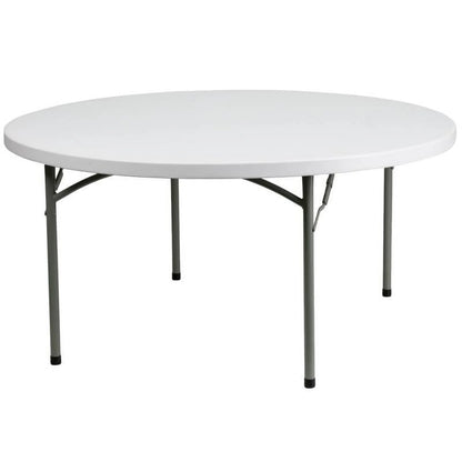 (10 PACK) 60'' Round Plastic Folding Table - Heavy Duty Banquet Table