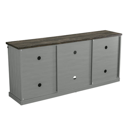 FESTIVO Farmhouse TV Stand for 75" TV, Entertainment Center, Sliding Barn Door TV Stand, 68 inch TV Console Table, Home Living Room Media Console with Adjustable Shelf - Off White