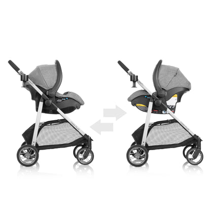 Evenflo Omni Plus Modular Travel System with LiteMax Sport Infant Car Seat, Mylar Gray, Unisex