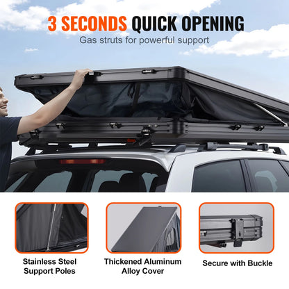 KFFKFF Hard Shell Rooftop Tent, Naturnest Model for 2-3 People, Includes Telescopic Ladder and Thick Mattress, Waterproof and Windproof, Suitable for Jeep, SUV, Van, and Pickup Trucks