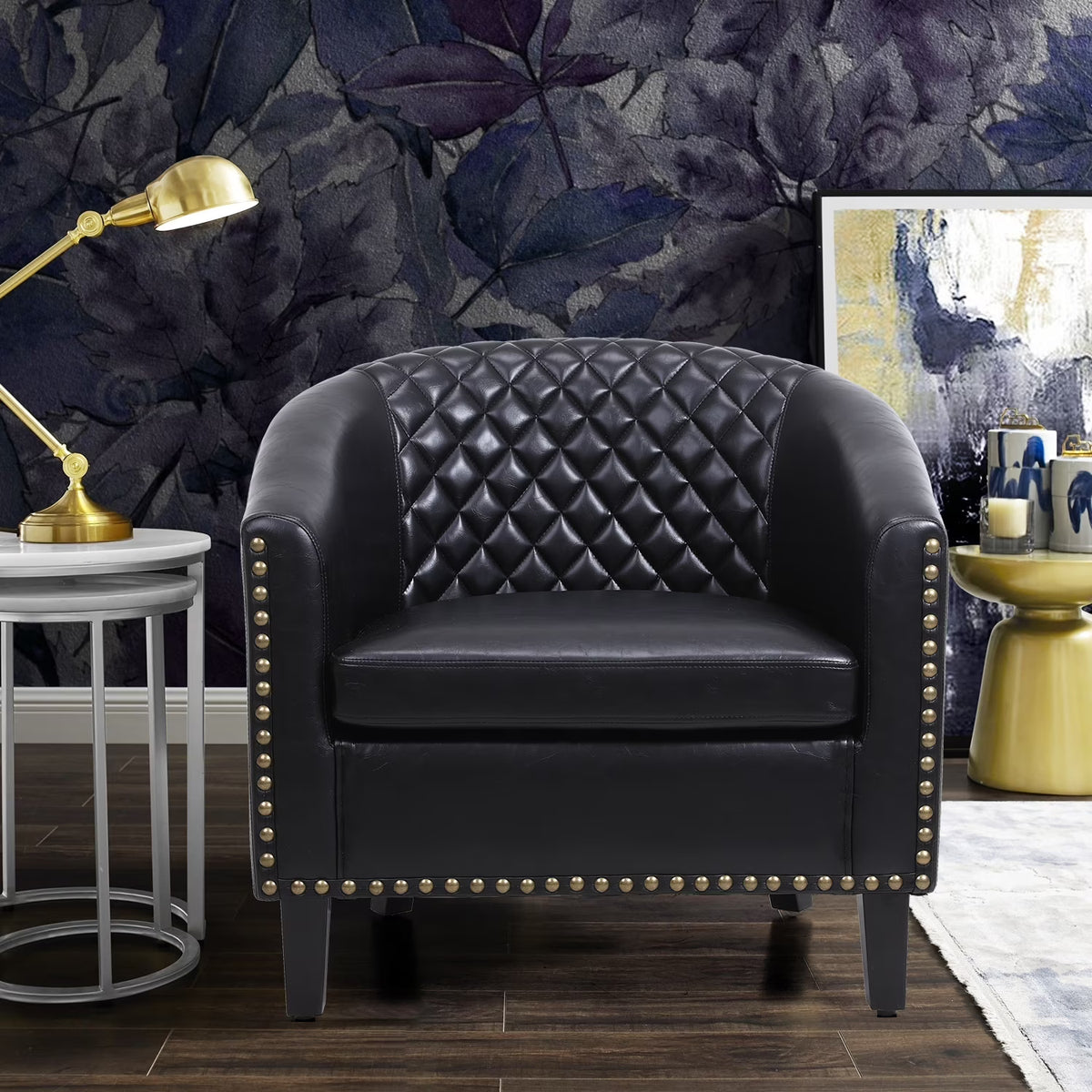 Comfortable Upholstered Armchair, Recliner Chair, Armchair with Wide Armrest,PU Leather Club Chair for Living Room, Club or Office, Single Chair ,Orange.
