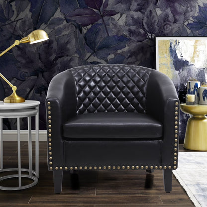 Comfortable Upholstered Armchair, Recliner Chair, Armchair with Wide Armrest,PU Leather Club Chair for Living Room, Club or Office, Single Chair ,Orange.