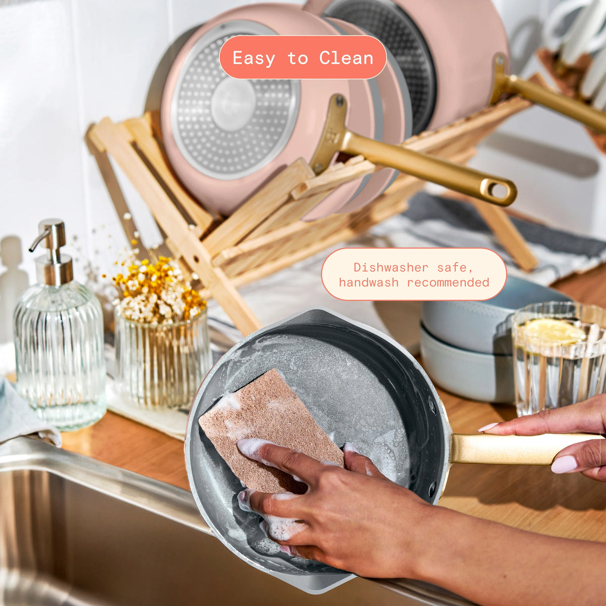 Beautiful 12pc Ceramic Non-Stick Cookware Set with Strainer Lids, White Icing by Drew Barrymore