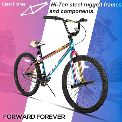 Hiland BMX BIKE 24 & 26 inch, Beginner-Level to Advanced Riders with 2 Pegs for Adults, Multiple Colors