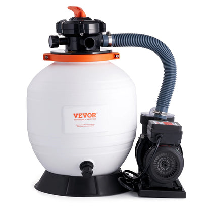 VEVOR Sand Filter Pump for Above Ground Pools,14-inch, 3000 GPH, 3/4 HP Swimming Pool Pumps System & Filters Combo Set with 6-Way Multi-Port Valve & Strainer Basket,for Domestic and Commercial Pools