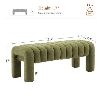 Zesthouse 63�� End of Bed Bench, Linen Tufted Upholstered Ottoman Bench with Padded Seat and Solid Wood Leg, Modern Entryway Bench for Bedroom, Living Room, Beige