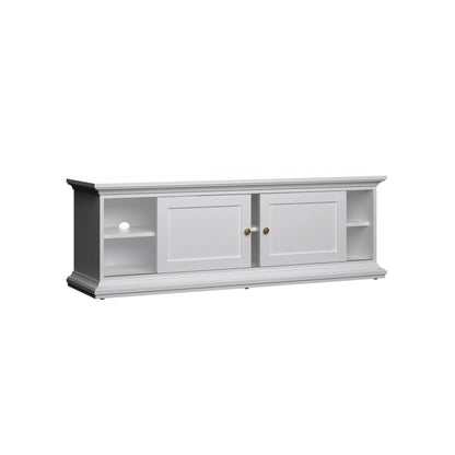 Tvilum Maison Park 2 Sliding Door TV Stand with 6 Shelves, White