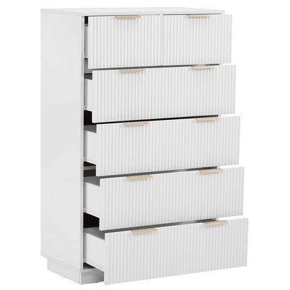UBesGoo Dresser for Bedroom Wood 4 Drawers Dressers, Fluted Modern Dresser, White